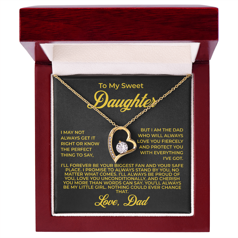 ShineOn Fulfillment Jewelry 18k Yellow Gold Finish / Luxury Box To My Sweet Daughter - Forever Love Necklace - GHR1108