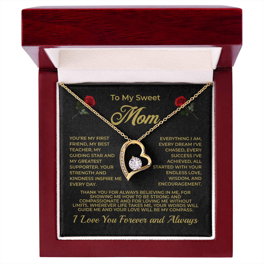 ShineOn Fulfillment Jewelry 18k Yellow Gold Finish / Luxury Box To My Sweet Mom - Forever Love Necklace - GHR1084