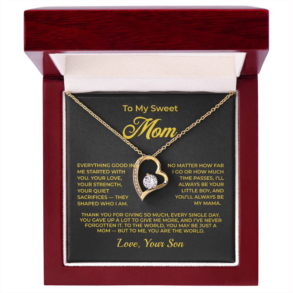 ShineOn Fulfillment Jewelry 18k Yellow Gold Finish / Luxury Box To My Sweet Mom - Forever Love Necklace - GHR1098
