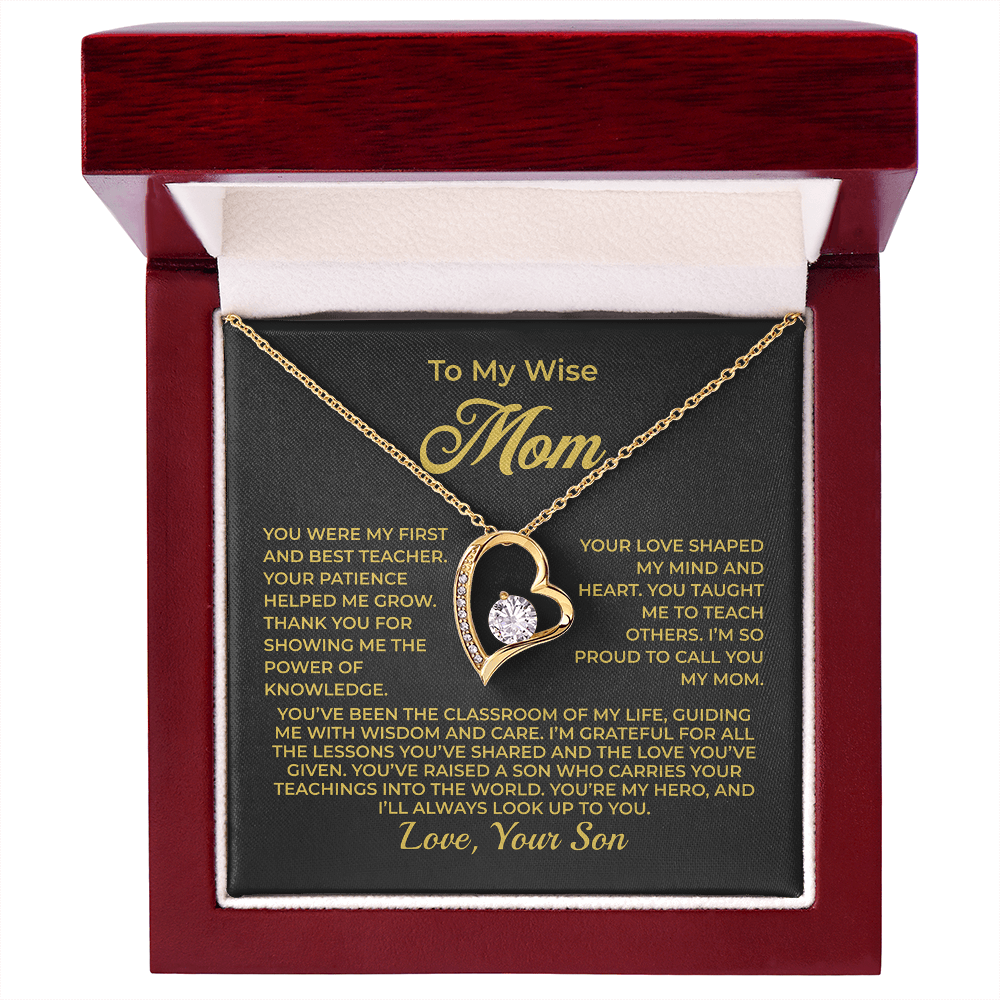 ShineOn Fulfillment Jewelry 18k Yellow Gold Finish / Luxury Box To My Wise Mom - Forever Love Necklace - GHR1094