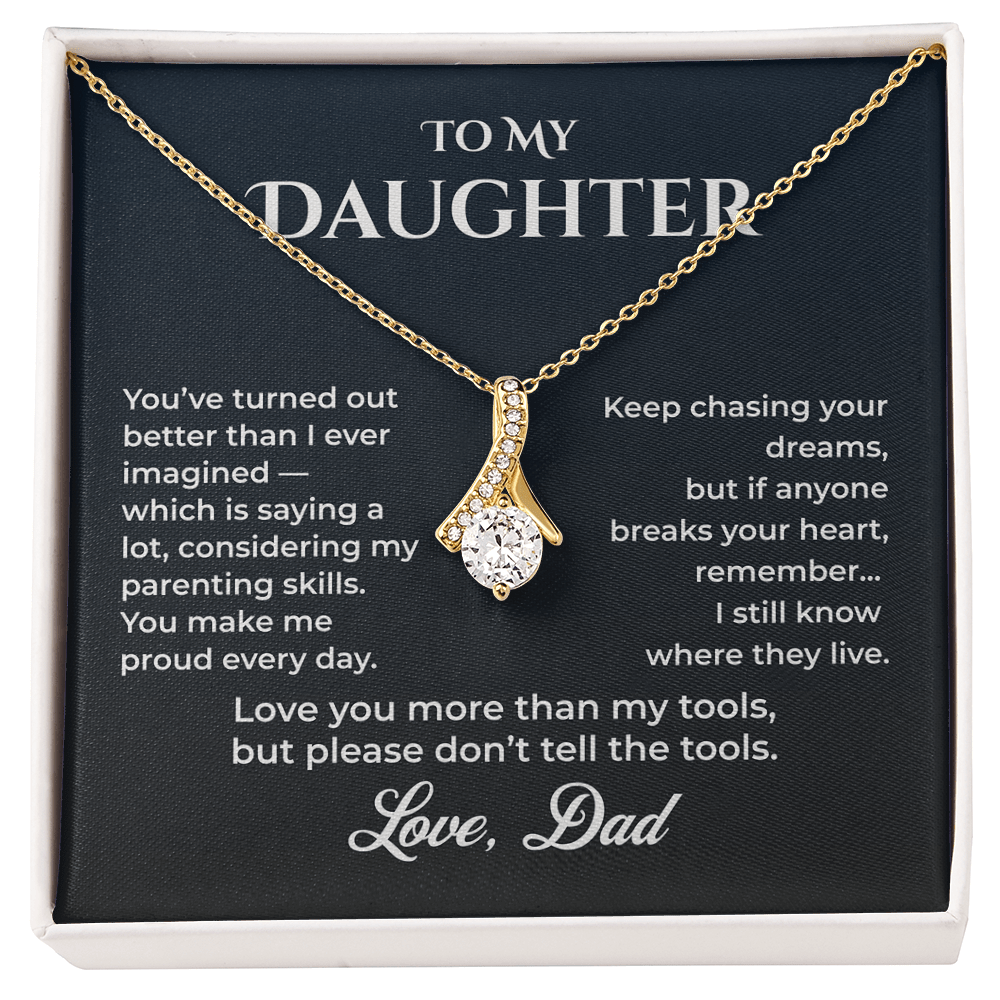 ShineOn Fulfillment Jewelry 18K Yellow Gold Finish / Standard Box Dad->Daughter - Alluring Beauty Necklace - GHR1237