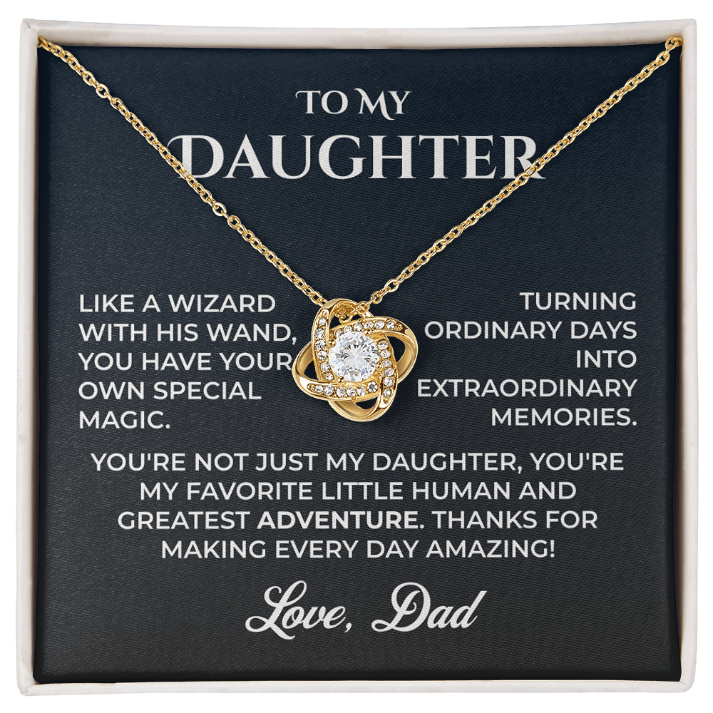 ShineOn Fulfillment Jewelry 18K Yellow Gold Finish / Standard Box Dad->Daughter - Love Knot - GHR1243