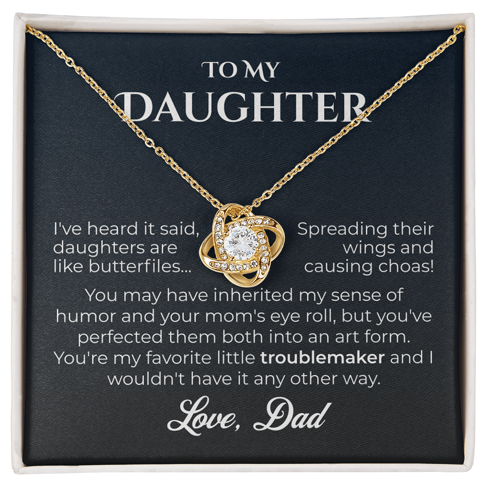 ShineOn Fulfillment Jewelry 18K Yellow Gold Finish / Standard Box Dad->Daughter - Love Knot Necklace - GHR1241