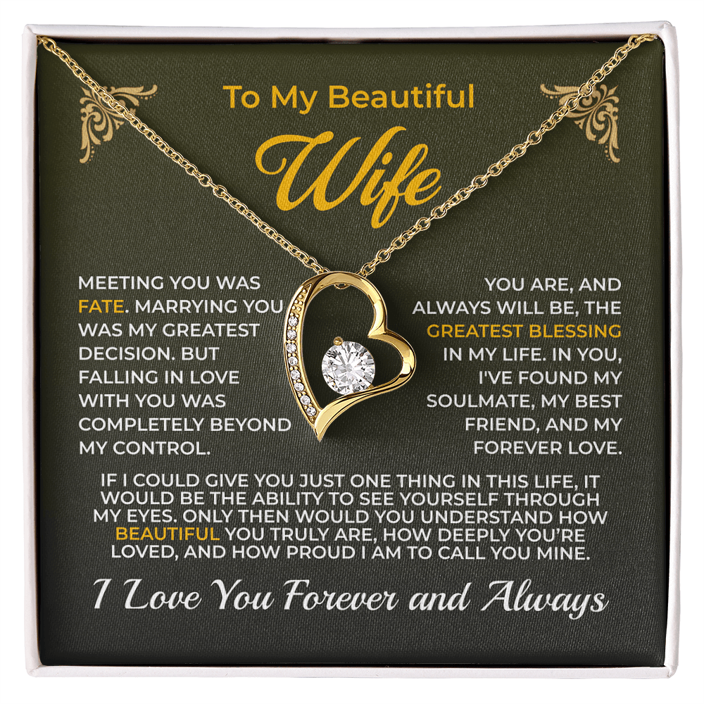 ShineOn Fulfillment Jewelry 18k Yellow Gold Finish / Standard Box Husband->Wife - Forever Love Necklace - GHR1264