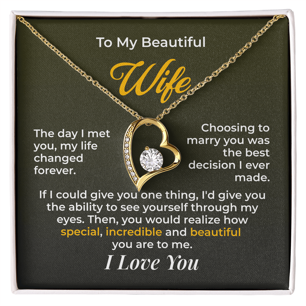 ShineOn Fulfillment Jewelry 18k Yellow Gold Finish / Standard Box Husband->Wife - Forever Love Necklace - GHR1267