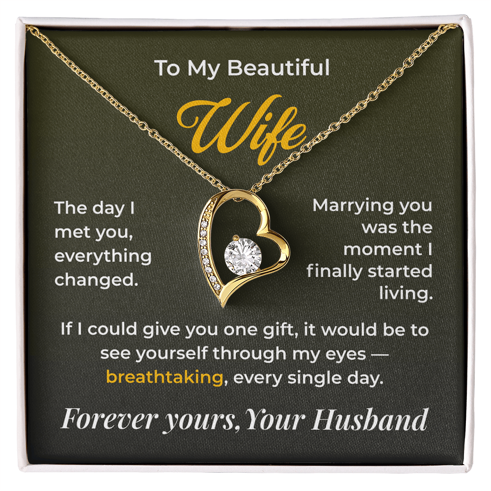 ShineOn Fulfillment Jewelry 18k Yellow Gold Finish / Standard Box Husband->Wife - Forever Love Necklace - GHR1270