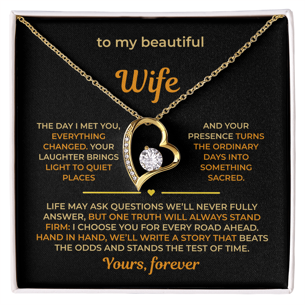 ShineOn Fulfillment Jewelry 18k Yellow Gold Finish / Standard Box Husband->Wife - Forever Love Necklace - GHR1273