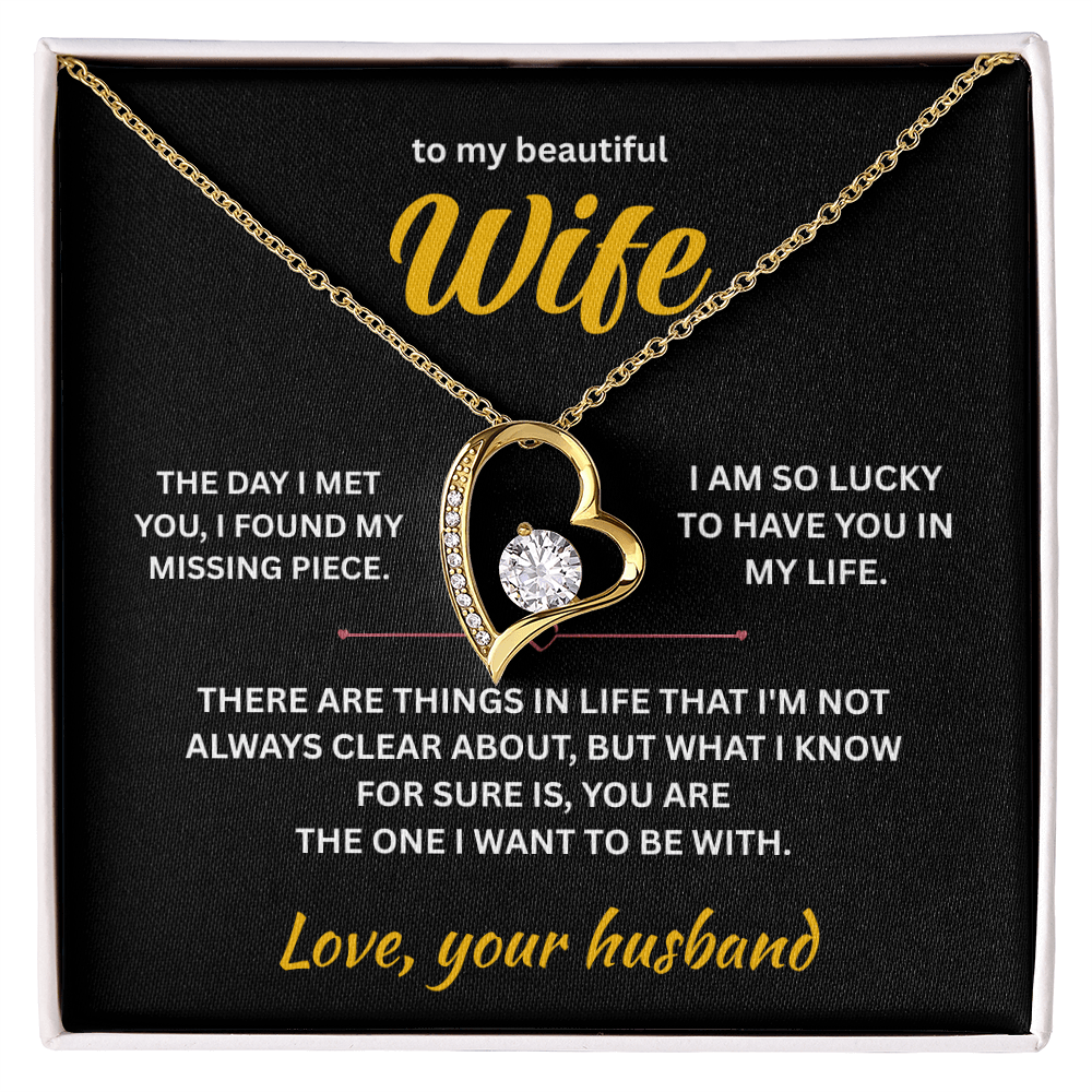 ShineOn Fulfillment Jewelry 18k Yellow Gold Finish / Standard Box Husband=>Wife - Forever Love Necklace - GHR1282