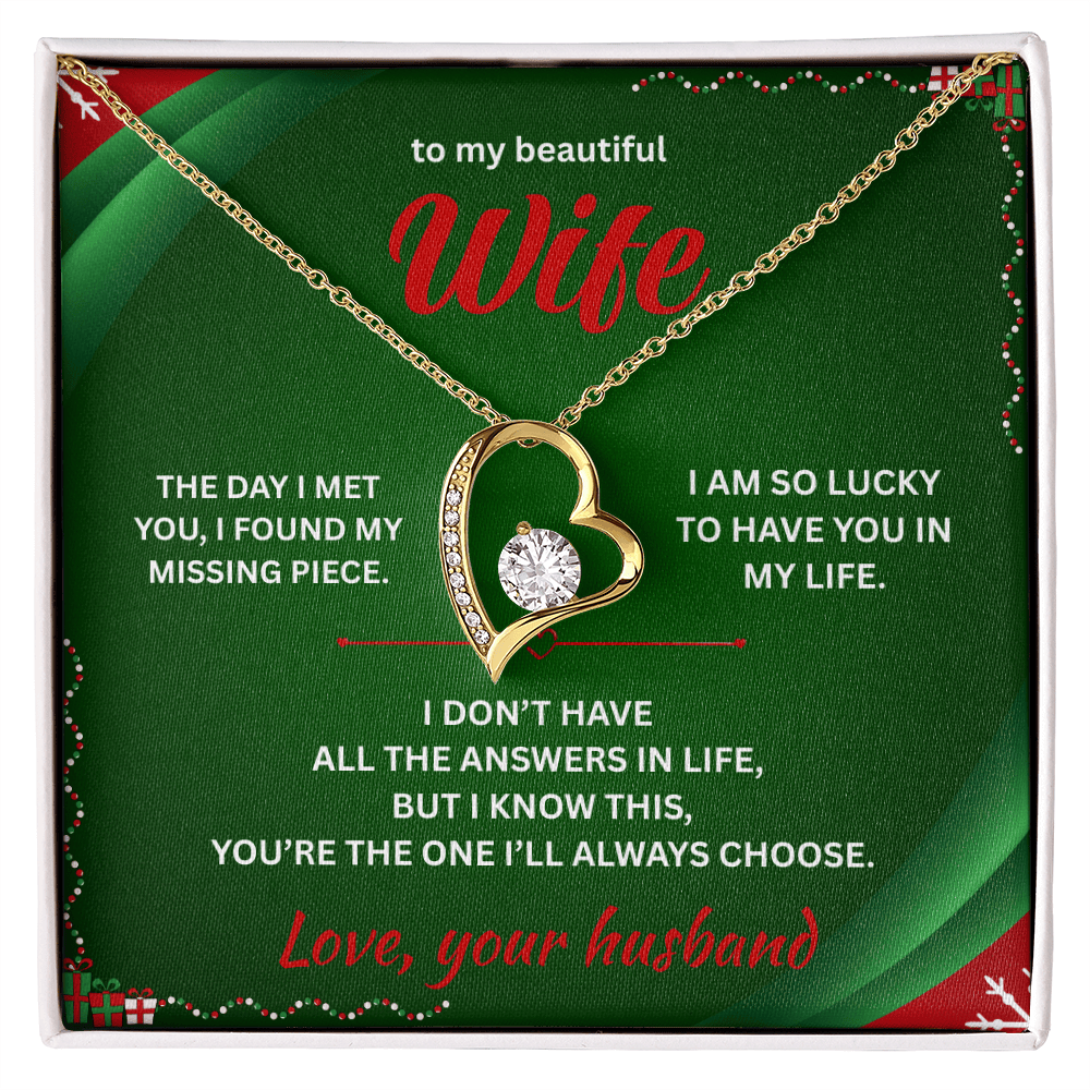 ShineOn Fulfillment Jewelry 18k Yellow Gold Finish / Standard Box Husband=>Wife - Forever Love Necklace - GHR1285
