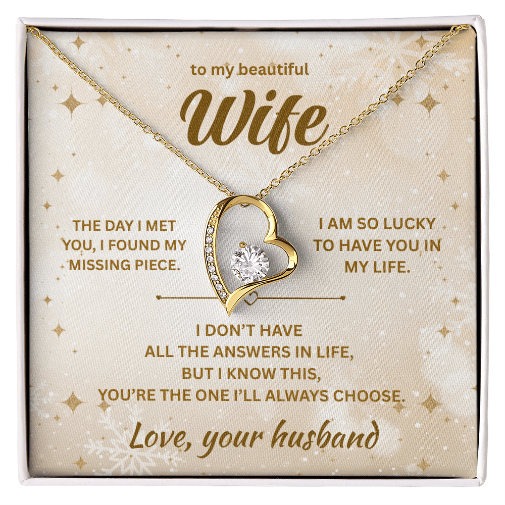 ShineOn Fulfillment Jewelry 18k Yellow Gold Finish / Standard Box Husband=>Wife - Forever Love Necklace - GHR1288