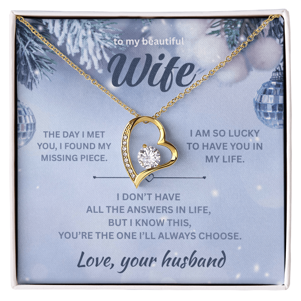 ShineOn Fulfillment Jewelry 18k Yellow Gold Finish / Standard Box Husband=>Wife - Forever Love Necklace - GHR1291