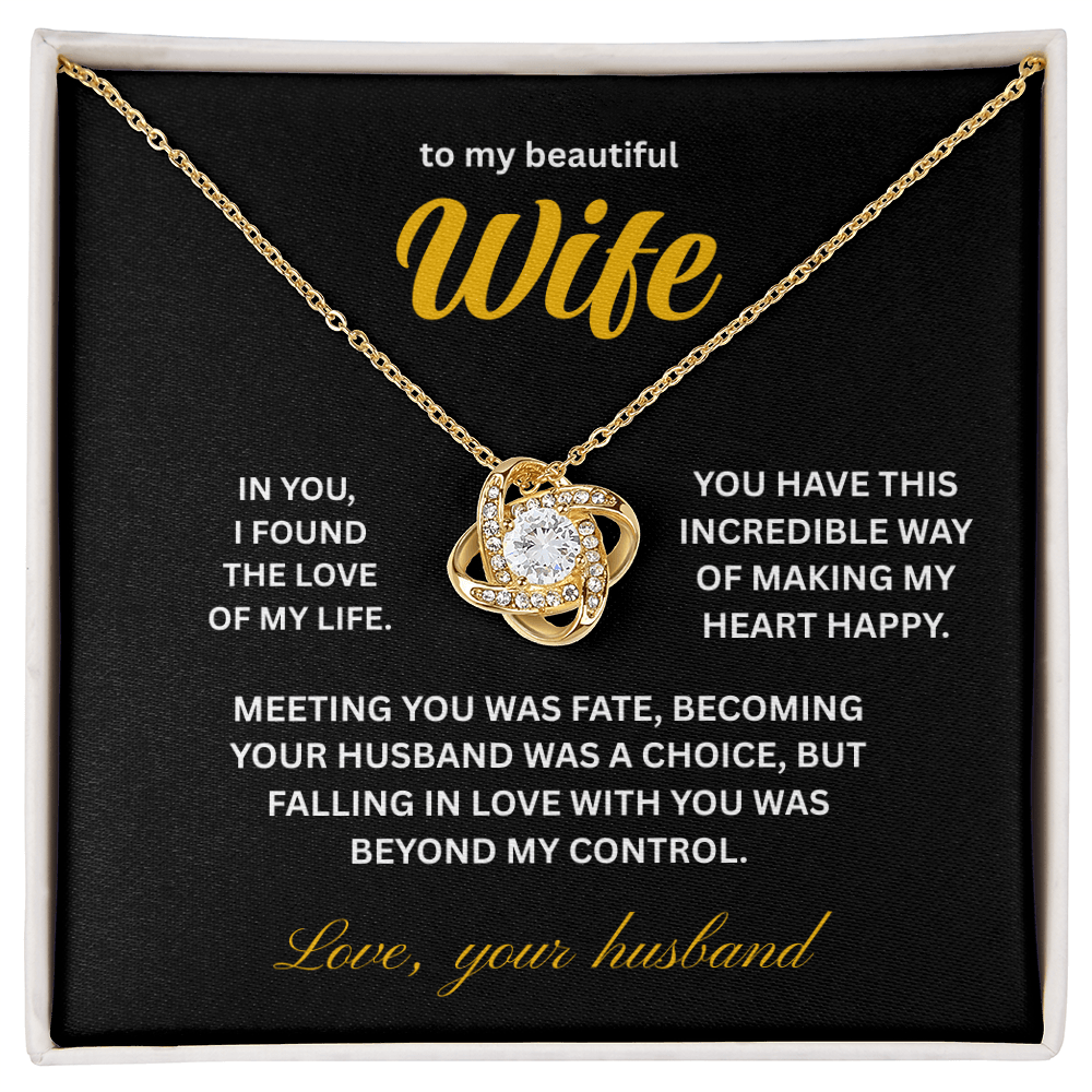 ShineOn Fulfillment Jewelry 18K Yellow Gold Finish / Standard Box Husband->Wife - Love Knot Necklace - GHR1281