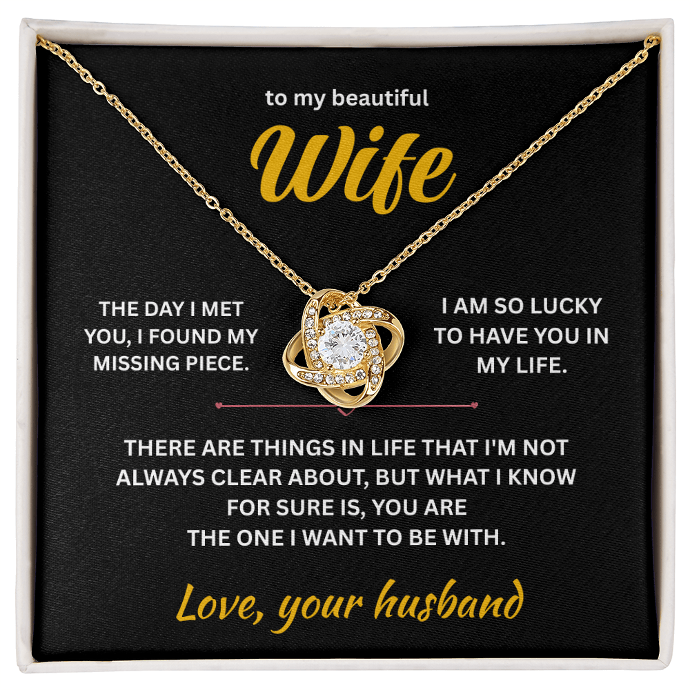 ShineOn Fulfillment Jewelry 18K Yellow Gold Finish / Standard Box Husband->Wife - Love Knot Necklace - GHR1284