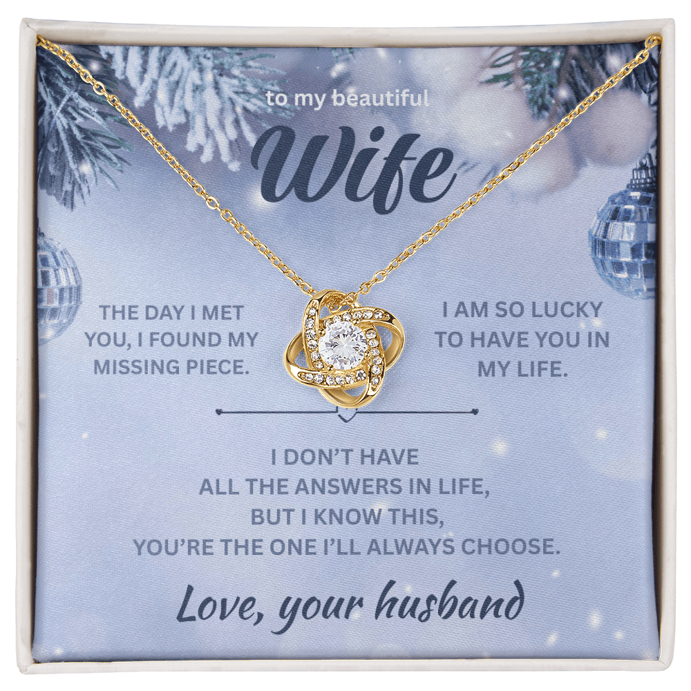 ShineOn Fulfillment Jewelry 18K Yellow Gold Finish / Standard Box Husband->Wife - Love Knot Necklace - GHR1293