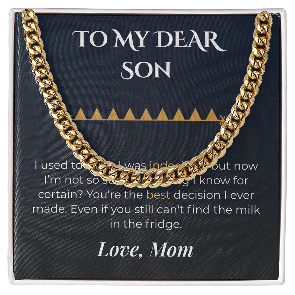 ShineOn Fulfillment Jewelry 18K Yellow Gold Finish / Standard Box Mom->Son - Cuban Link Necklace - GHR1259