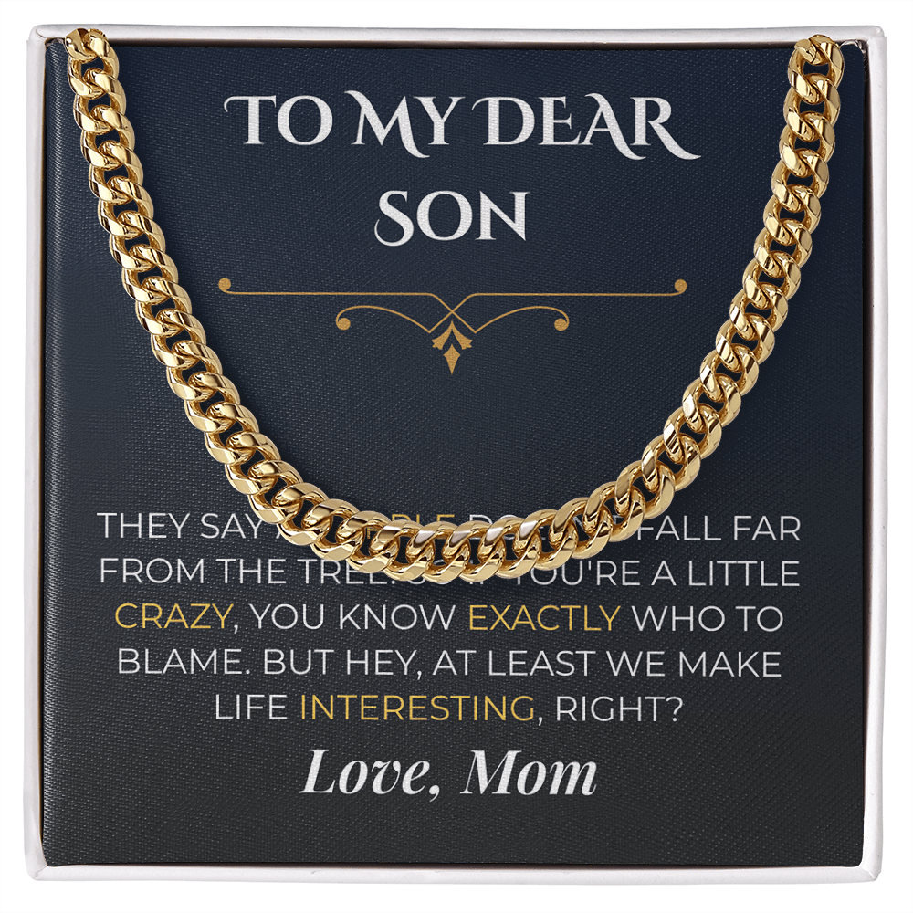 ShineOn Fulfillment Jewelry 18K Yellow Gold Finish / Standard Box Mom->Son - Cuban Link Necklace - GHR1260
