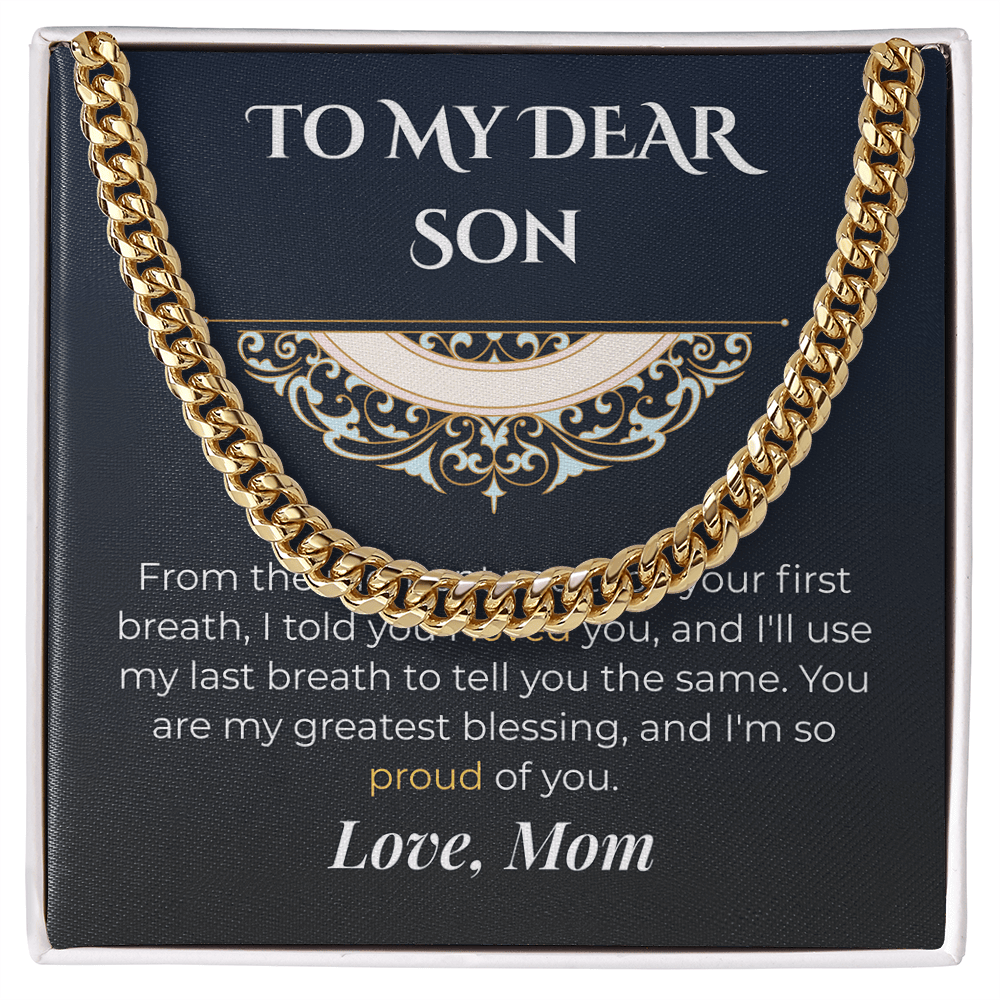 ShineOn Fulfillment Jewelry 18K Yellow Gold Finish / Standard Box Mom-to-Son Cuban Link Necklace - GHR1256