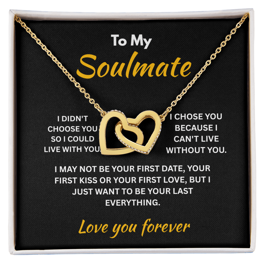 ShineOn Fulfillment Jewelry 18K Yellow Gold Finish / Standard Box Soulmate - Interlocking Hearts Necklace - GHR1312