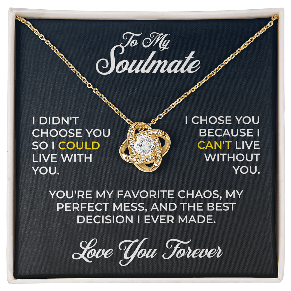 ShineOn Fulfillment Jewelry 18K Yellow Gold Finish / Standard Box Soulmate - Love Knot Necklace - GHR1254
