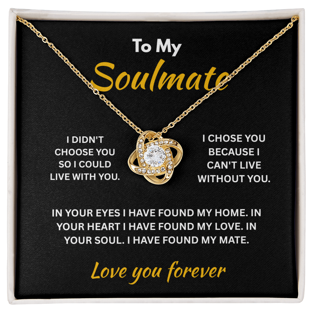 ShineOn Fulfillment Jewelry 18K Yellow Gold Finish / Standard Box Soulmate - Love Knot Necklace - GHR1296