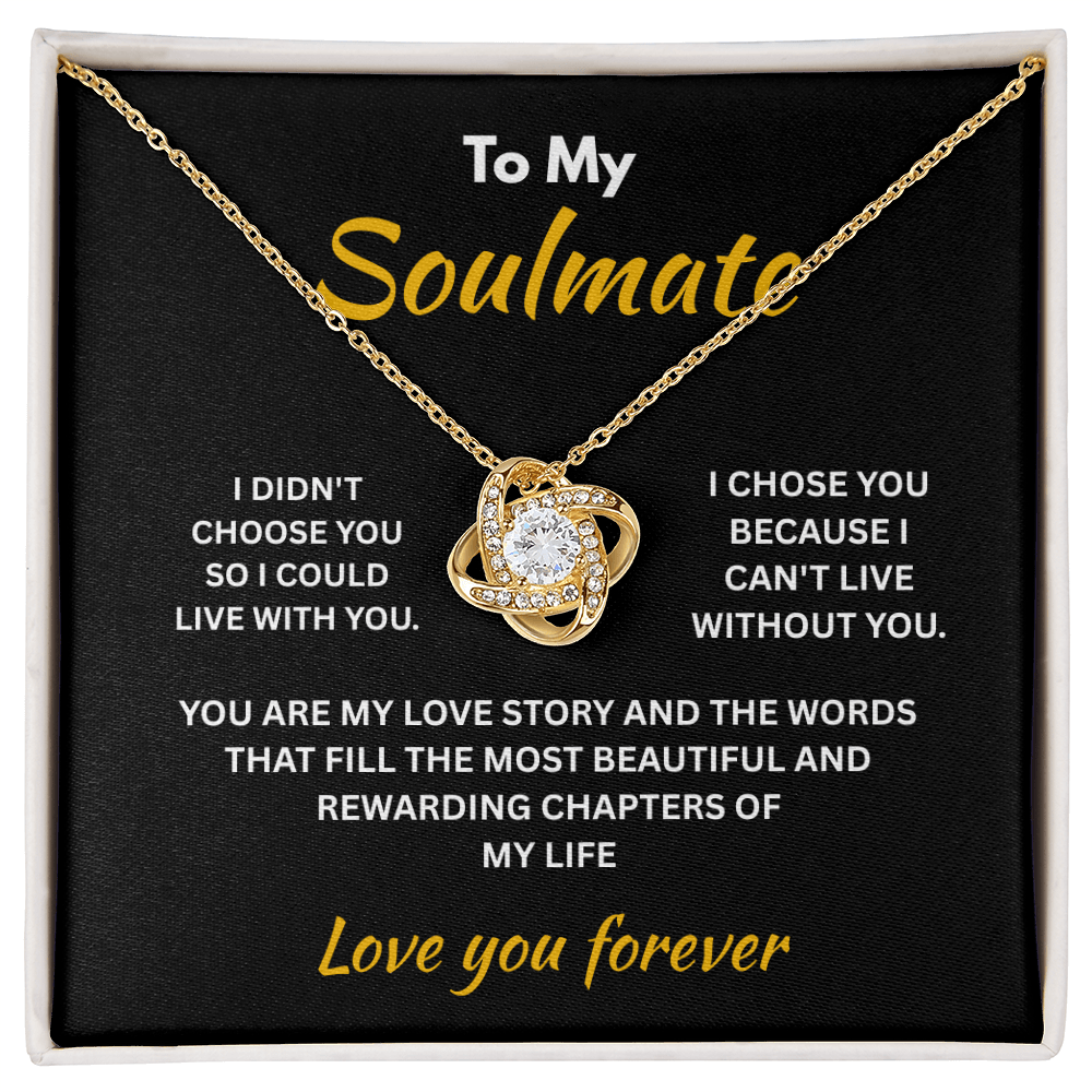 ShineOn Fulfillment Jewelry 18K Yellow Gold Finish / Standard Box Soulmate - Love Knot Necklace - GHR1299