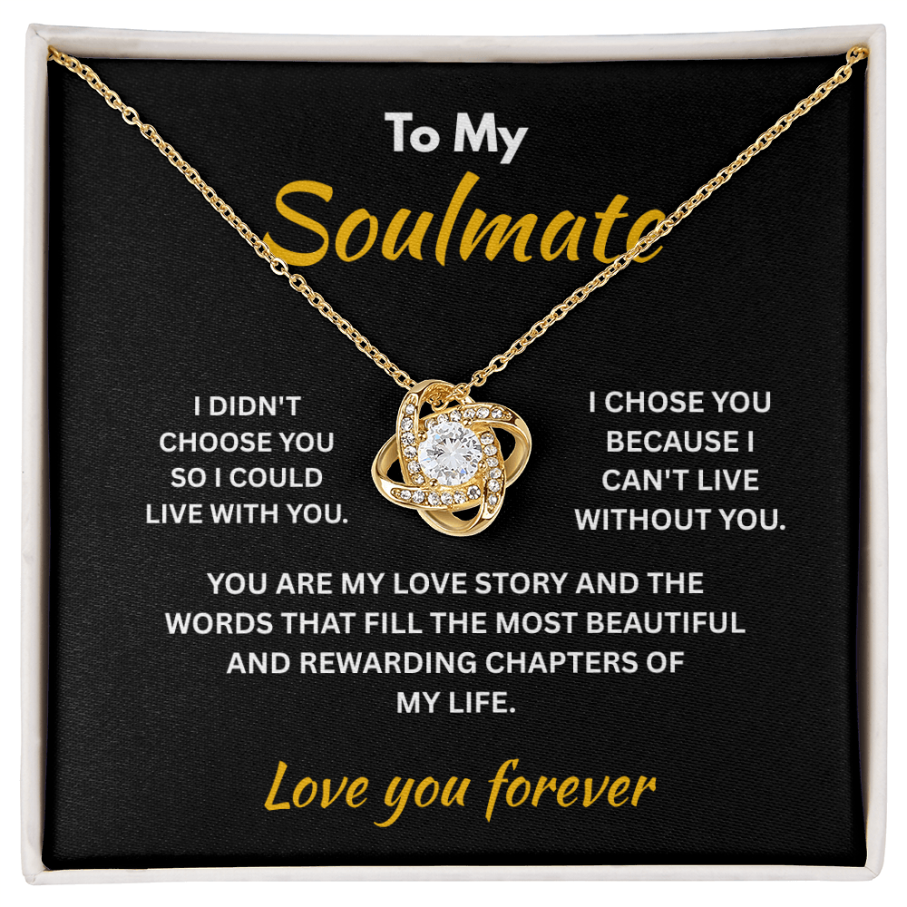 ShineOn Fulfillment Jewelry 18K Yellow Gold Finish / Standard Box Soulmate - Love Knot Necklace - GHR1306