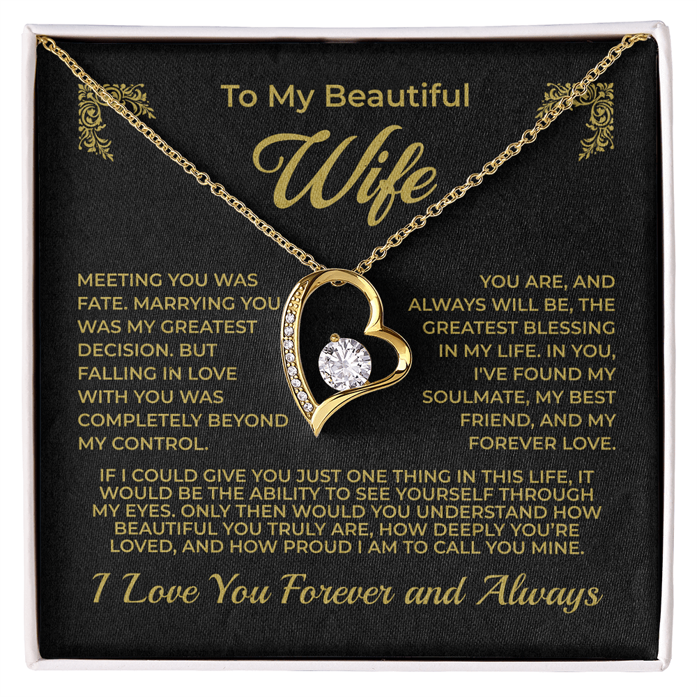 ShineOn Fulfillment Jewelry 18k Yellow Gold Finish / Standard Box To My Beautiful Wife - Forever Love Necklace