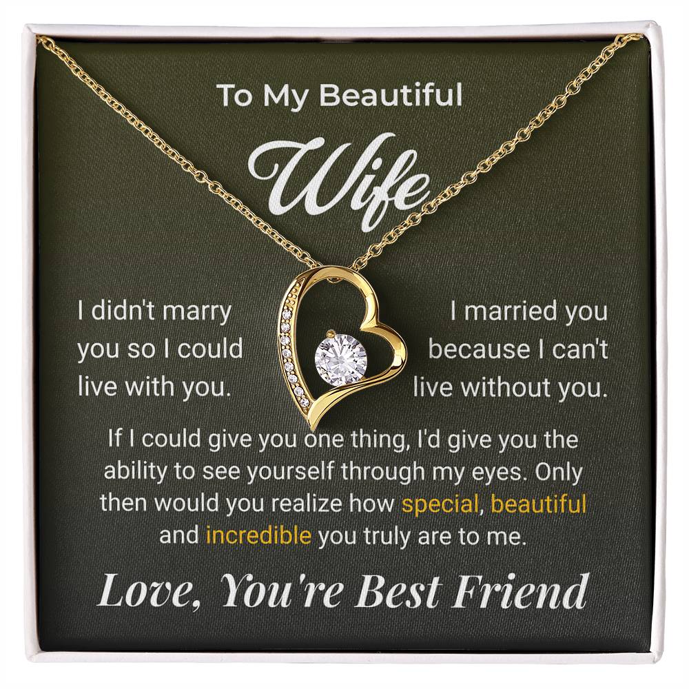 ShineOn Fulfillment Jewelry 18k Yellow Gold Finish / Standard Box To My Beautiful Wife Forever Love Necklace - GHR1261