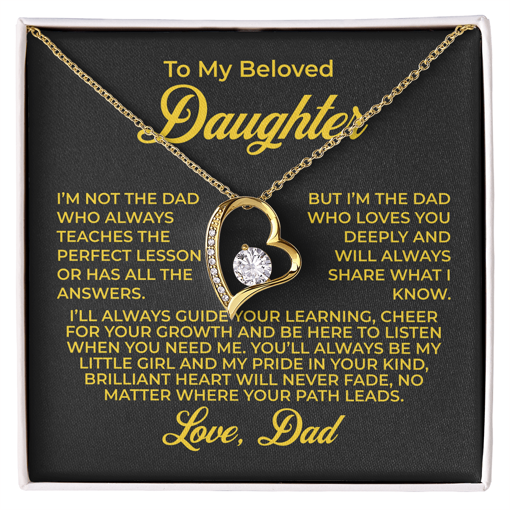 ShineOn Fulfillment Jewelry 18k Yellow Gold Finish / Standard Box To My Beloved Daughter - Forever Love Necklace - GHR1102