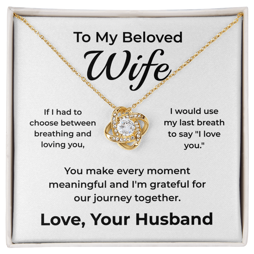 ShineOn Fulfillment Jewelry 18K Yellow Gold Finish / Standard Box To My Beloved Wife – Love-Knot Necklace