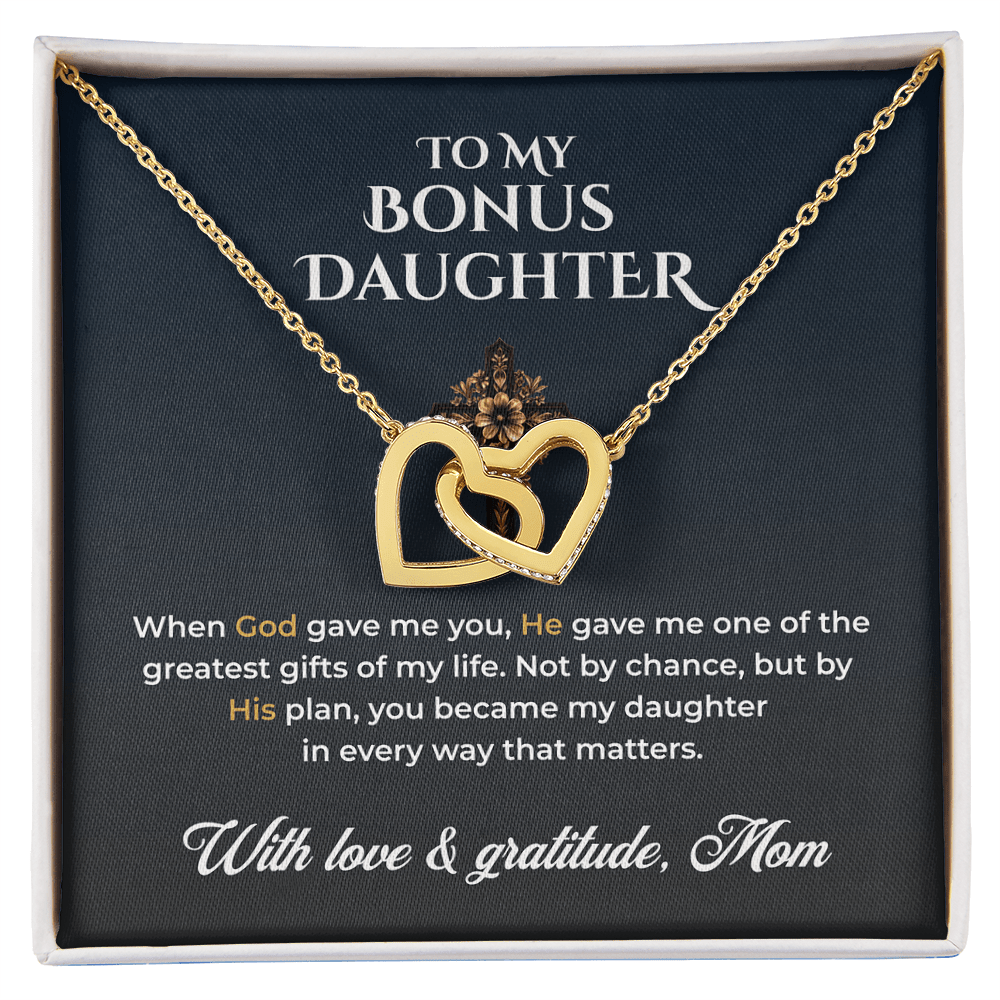 ShineOn Fulfillment Jewelry 18K Yellow Gold Finish / Standard Box To My Bonus Daughter – God's Gift of Family - GHR1221