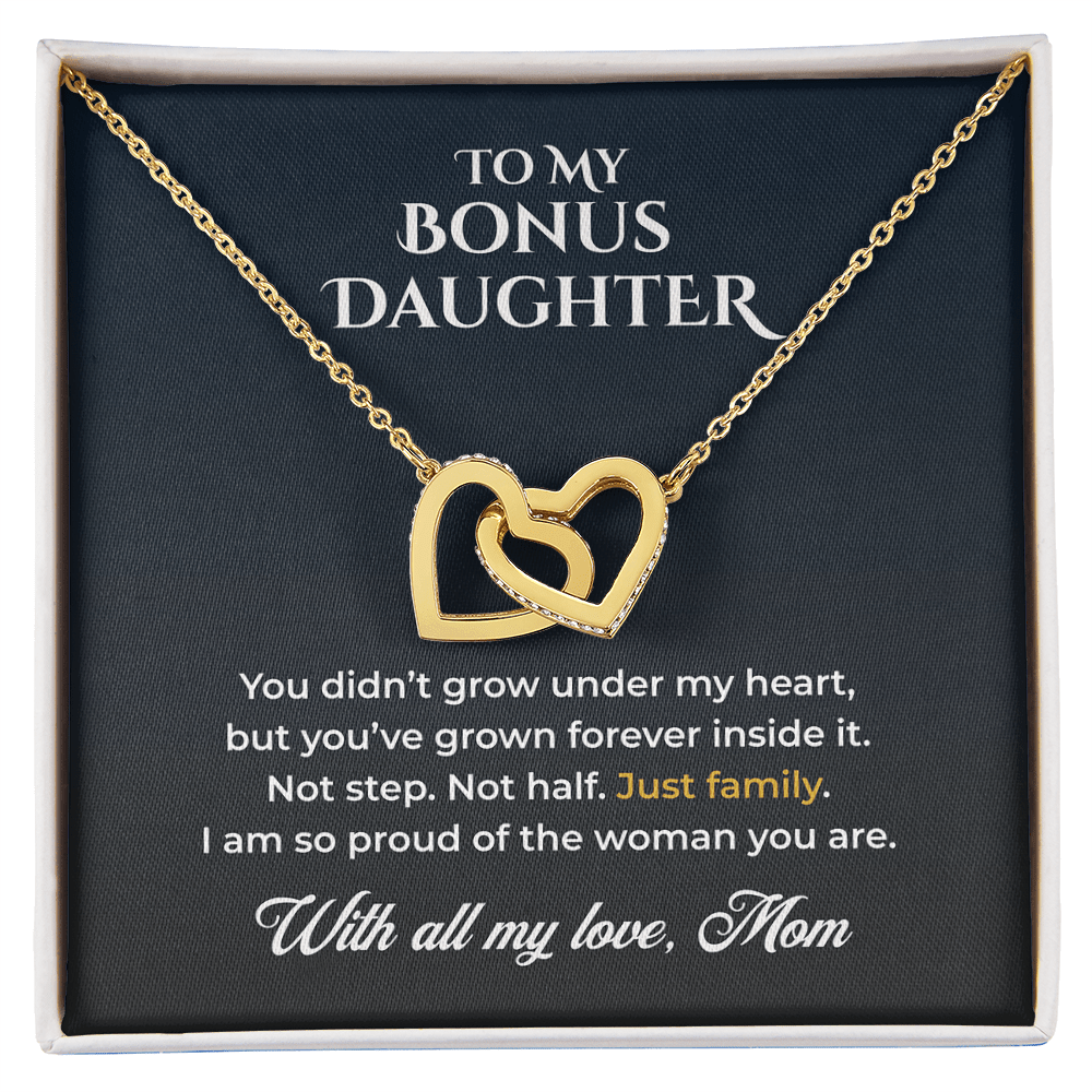 ShineOn Fulfillment Jewelry 18K Yellow Gold Finish / Standard Box To My Bonus Daughter – Just Family - GHR1220
