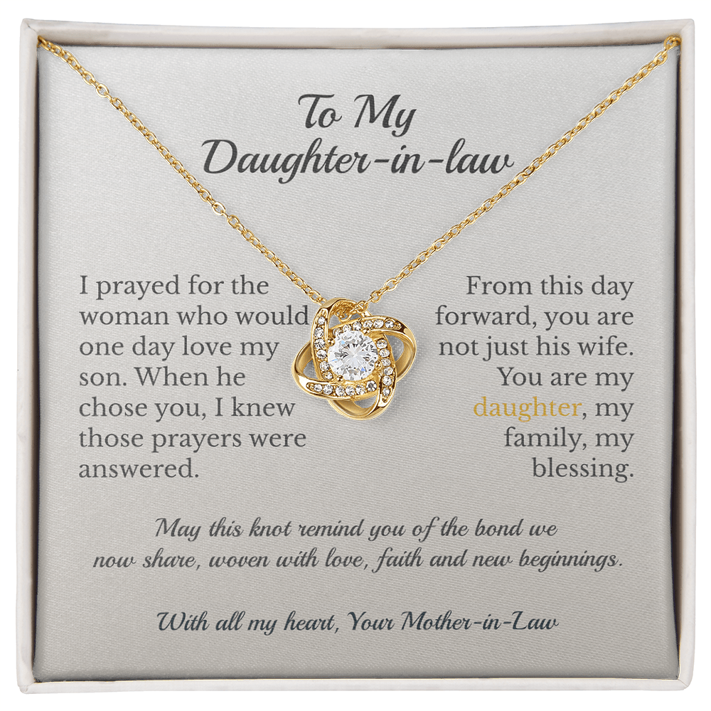 ShineOn Fulfillment Jewelry 18K Yellow Gold Finish / Standard Box To My Daughter-in-Law – Love Knot Necklace - GHR1205
