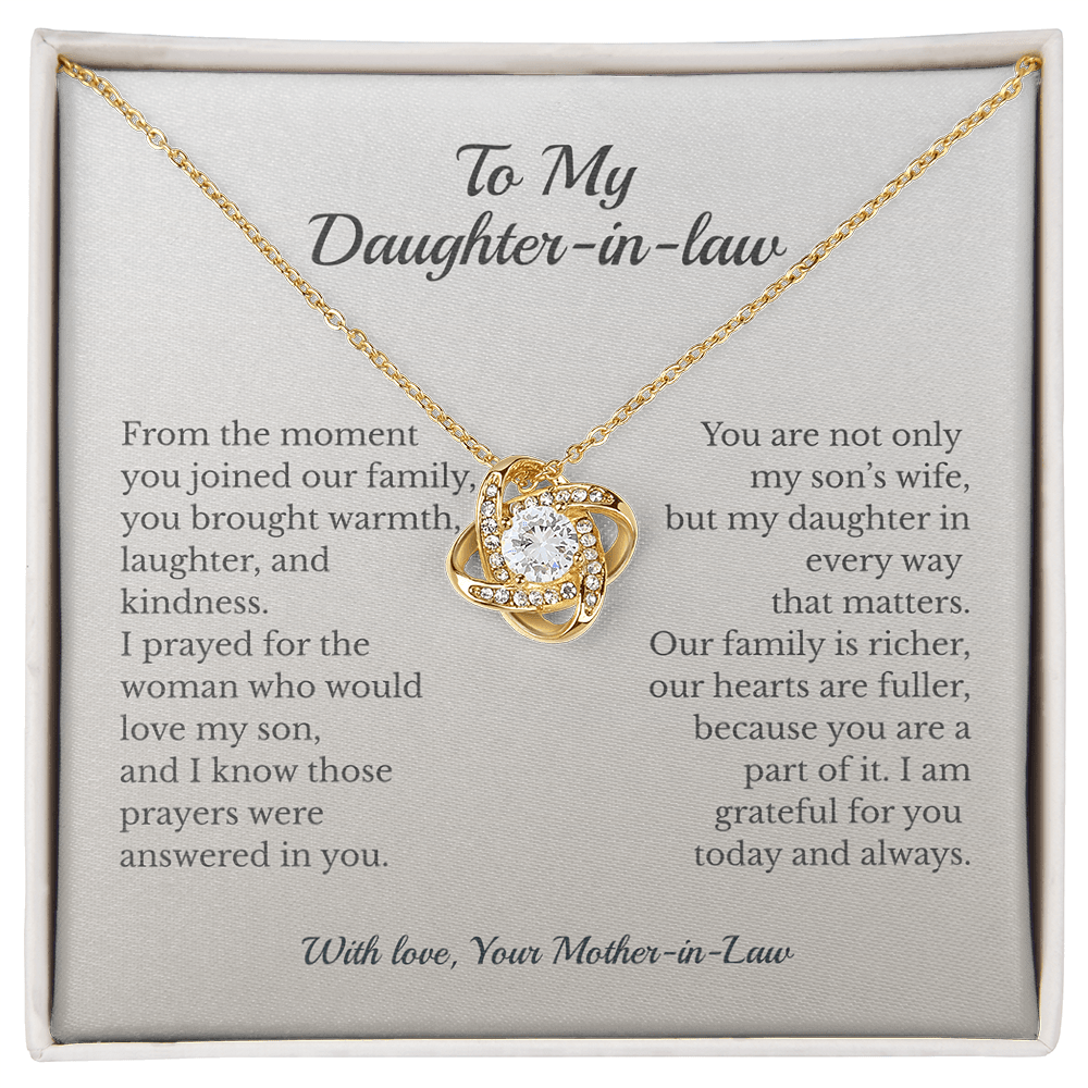 ShineOn Fulfillment Jewelry 18K Yellow Gold Finish / Standard Box To My Daughter-in-Law – Love Knot Necklace - GHR1207