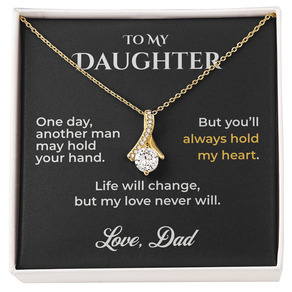 ShineOn Fulfillment Jewelry 18K Yellow Gold Finish / Standard Box To My Daughter Necklace – You'll Always Hold My Heart - GHR1200