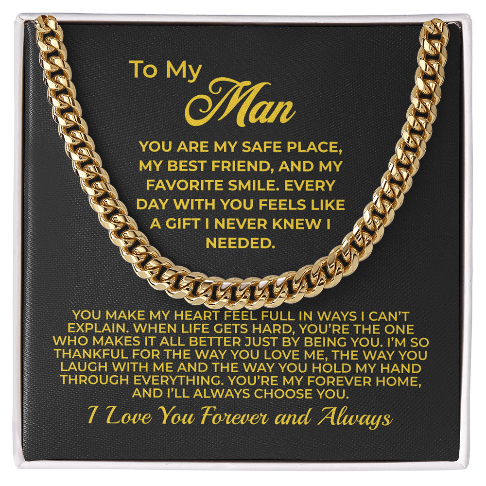 ShineOn Fulfillment Jewelry 18K Yellow Gold Finish / Standard Box To My Man - Cuban Chain Necklace - GHR1105