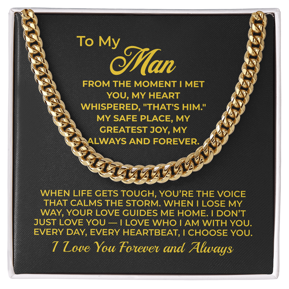 ShineOn Fulfillment Jewelry 18K Yellow Gold Finish / Standard Box To My Man - Cuban Chain Necklace - GHR1106