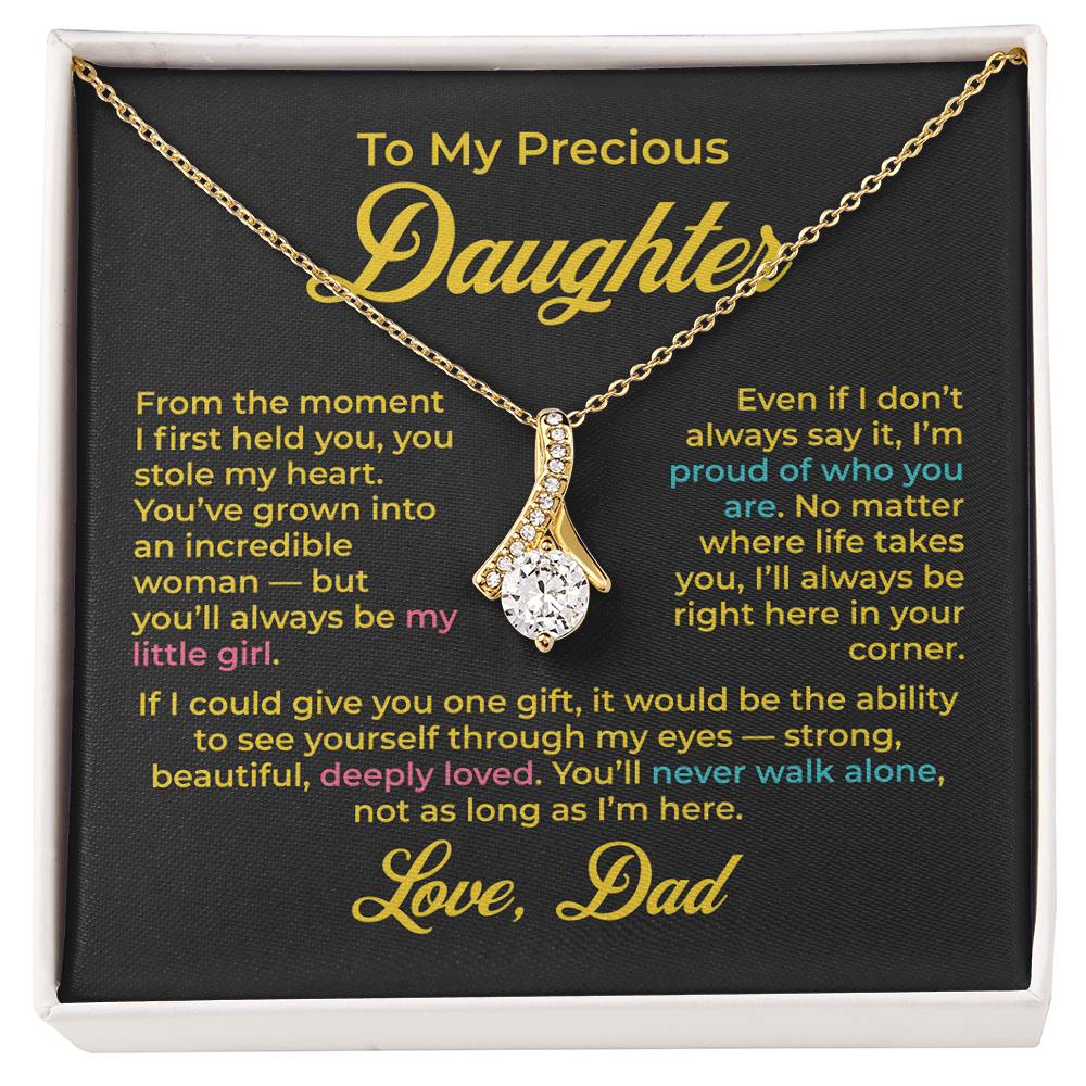 ShineOn Fulfillment Jewelry 18K Yellow Gold Finish / Standard Box To My Precious Daughter - Alluring Beauty Necklace - GHR1191