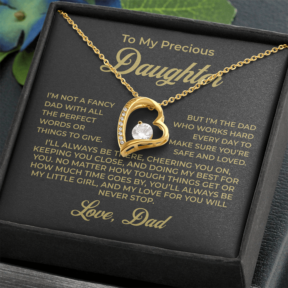ShineOn Fulfillment Jewelry 18k Yellow Gold Finish / Standard Box To My Precious Daughter - Forever Love Necklace - GHR1089