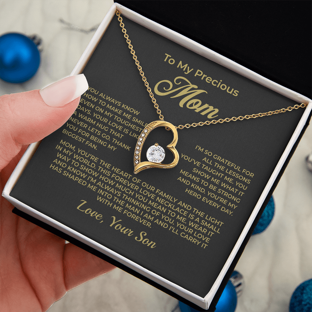 ShineOn Fulfillment Jewelry 18k Yellow Gold Finish / Standard Box To My Precious Mom - Forever Love Necklace - GHR1088