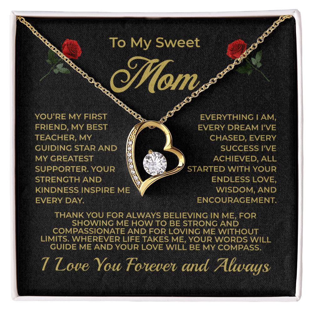 ShineOn Fulfillment Jewelry 18k Yellow Gold Finish / Standard Box To My Sweet Mom - Forever Love Necklace - GHR1084