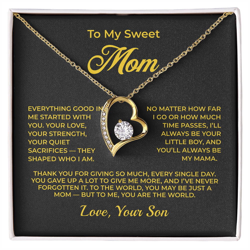 ShineOn Fulfillment Jewelry 18k Yellow Gold Finish / Standard Box To My Sweet Mom - Forever Love Necklace - GHR1098