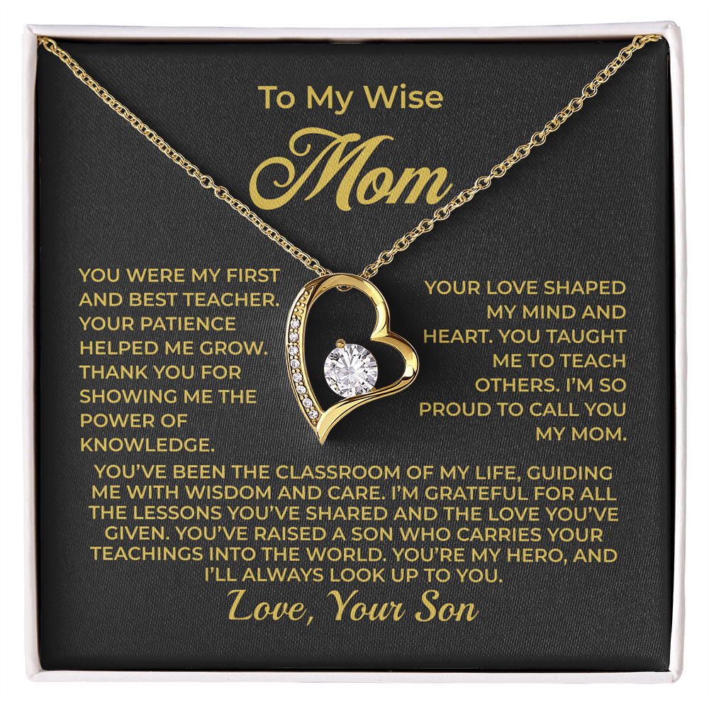 ShineOn Fulfillment Jewelry 18k Yellow Gold Finish / Standard Box To My Wise Mom - Forever Love Necklace - GHR1094
