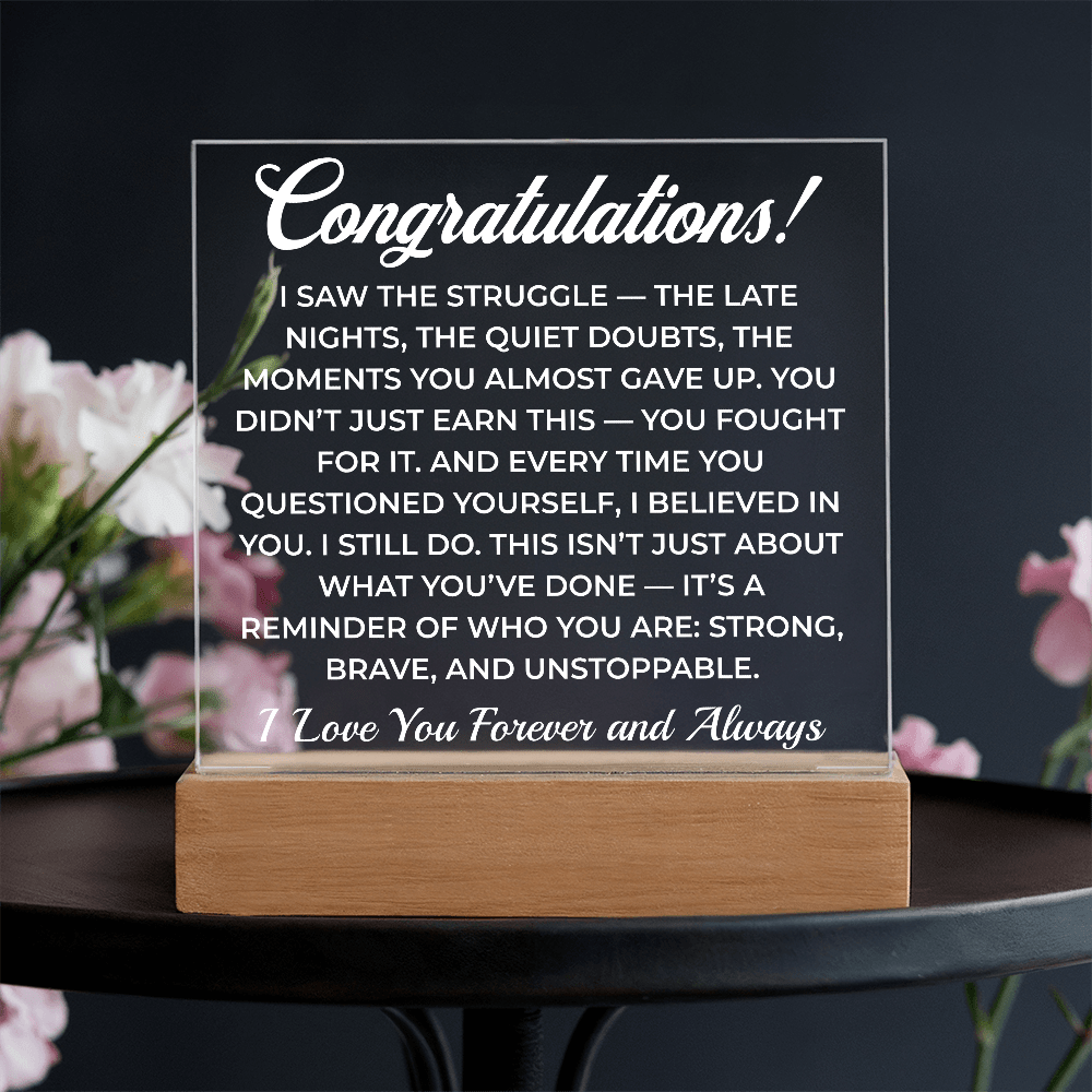 ShineOn Fulfillment Jewelry Battery Powered LED Base Congratulations from Me - LED Plaque - GHR1103