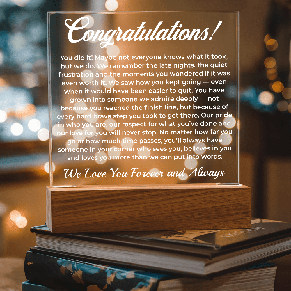 ShineOn Fulfillment Jewelry Battery Powered LED Base Congratulations from Us! - LED Acrylic Plaque - GHR1083