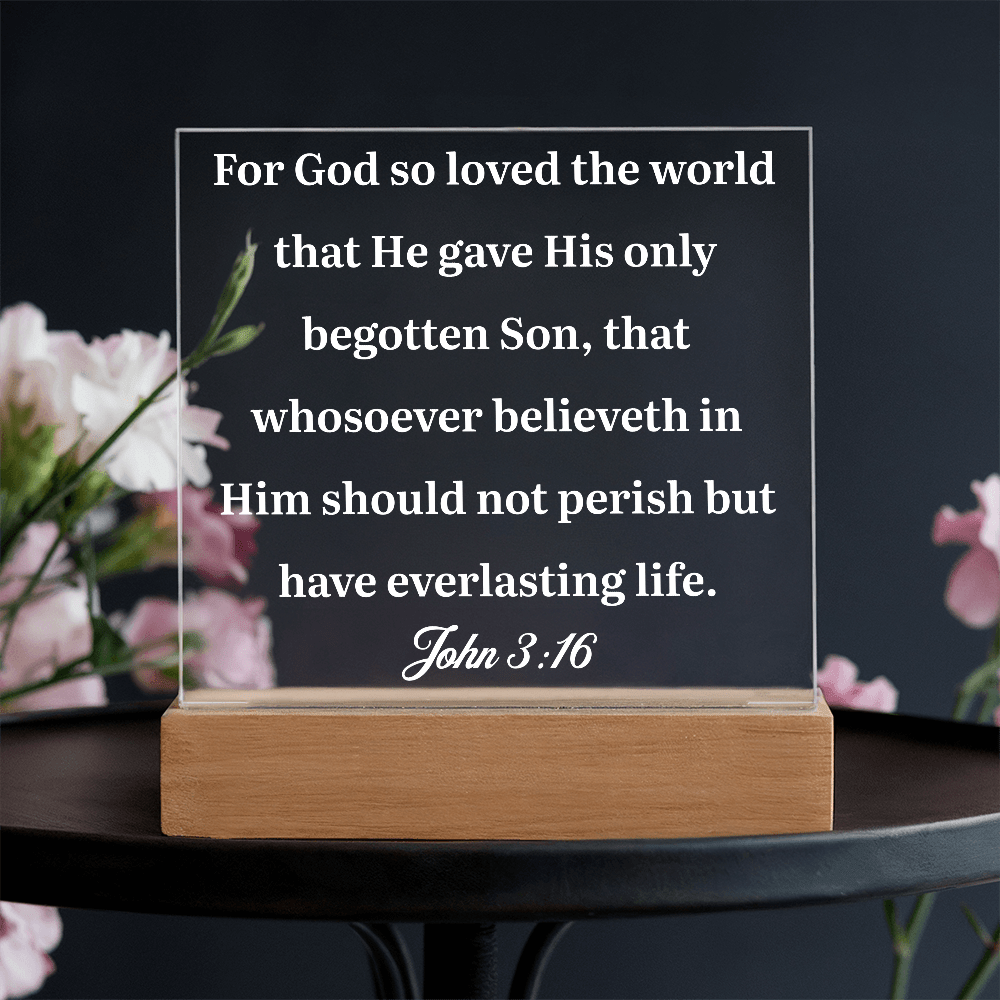 ShineOn Fulfillment Jewelry Battery Powered LED Base John 3:16 - Acrylic Plaque - GHR1078