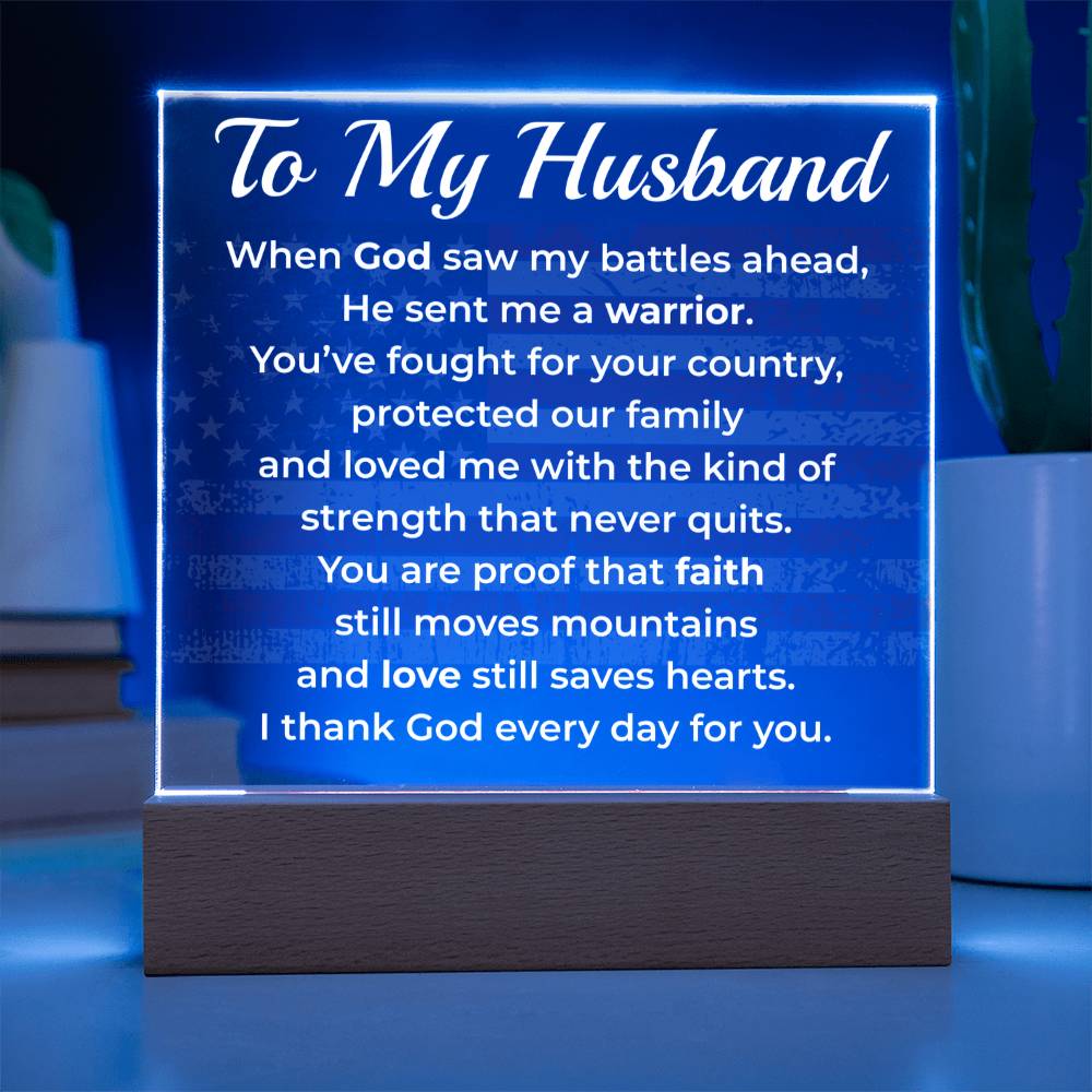 ShineOn Fulfillment Jewelry Battery Powered LED Base Wife->Husband - Patriotic Faith LED Plaque – GHR1231