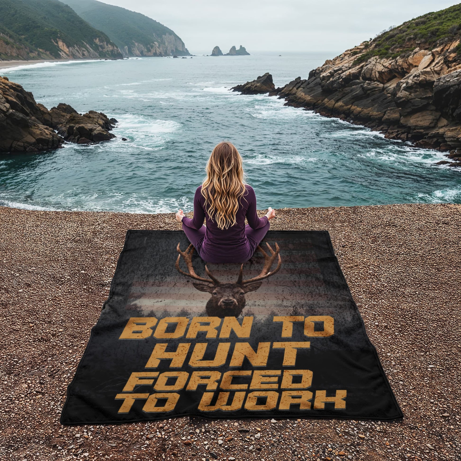 ShineOn Fulfillment Jewelry Born to Hunt, Forced to Work – Deer Hunting Blanket - GHR1223