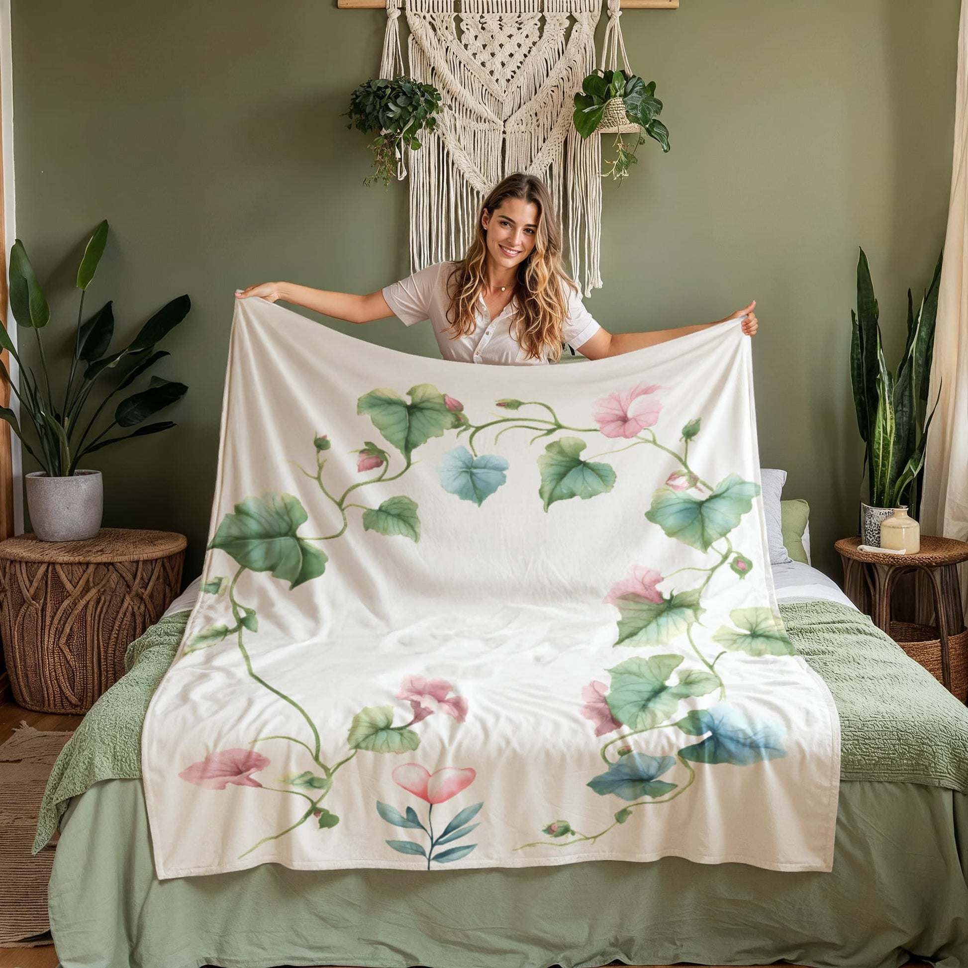 ShineOn Fulfillment Jewelry Botanical Bliss Coral Fleece Blanket - GHR1213
