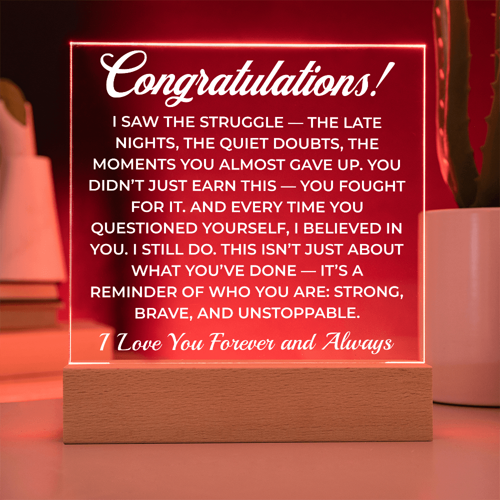 ShineOn Fulfillment Jewelry Congratulations from Me - LED Plaque - GHR1103